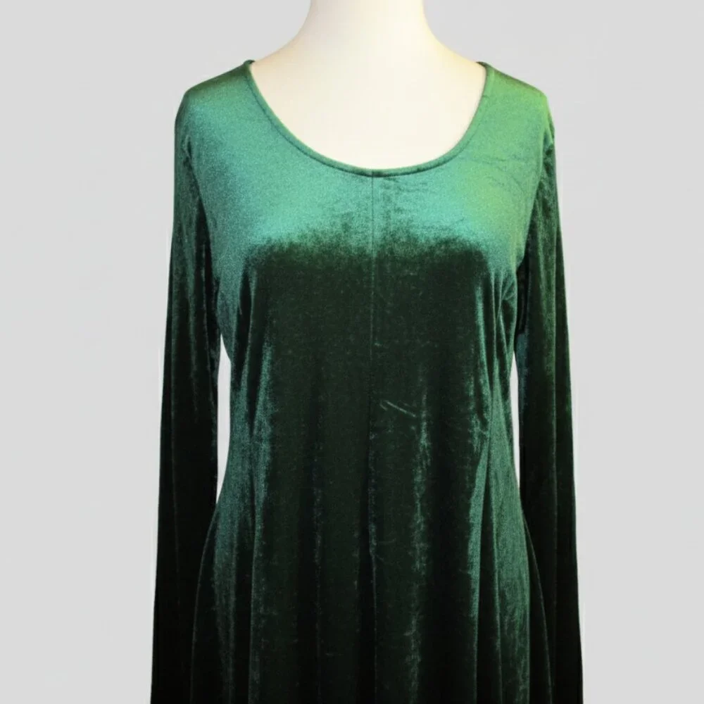 The Pyramid Collection Emerald Green Velvet Dress Whimsigoth Forest Fairy Large - Picture 5 of 9
